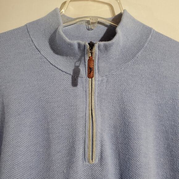 Tommy Bahama Island Zone Cool Max Quarter Zip Sweater Mens Size XL Blue Preppy - Picture 3 of 9